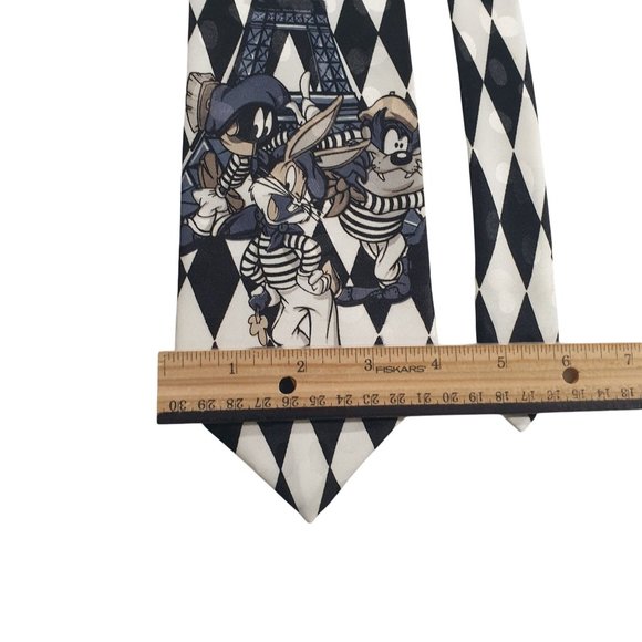 Looney Tunes Mania Vintage Mens Tie Eiffel Tower Characters Marvin Taz Bugs - Picture 3 of 5
